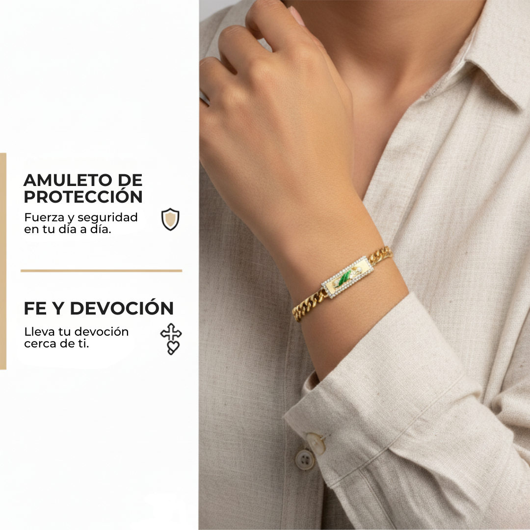 Pulsera de San Judas Tadeo ajustable de oro laminado