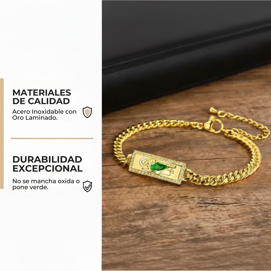 Pulsera de San Judas Tadeo ajustable de oro laminado