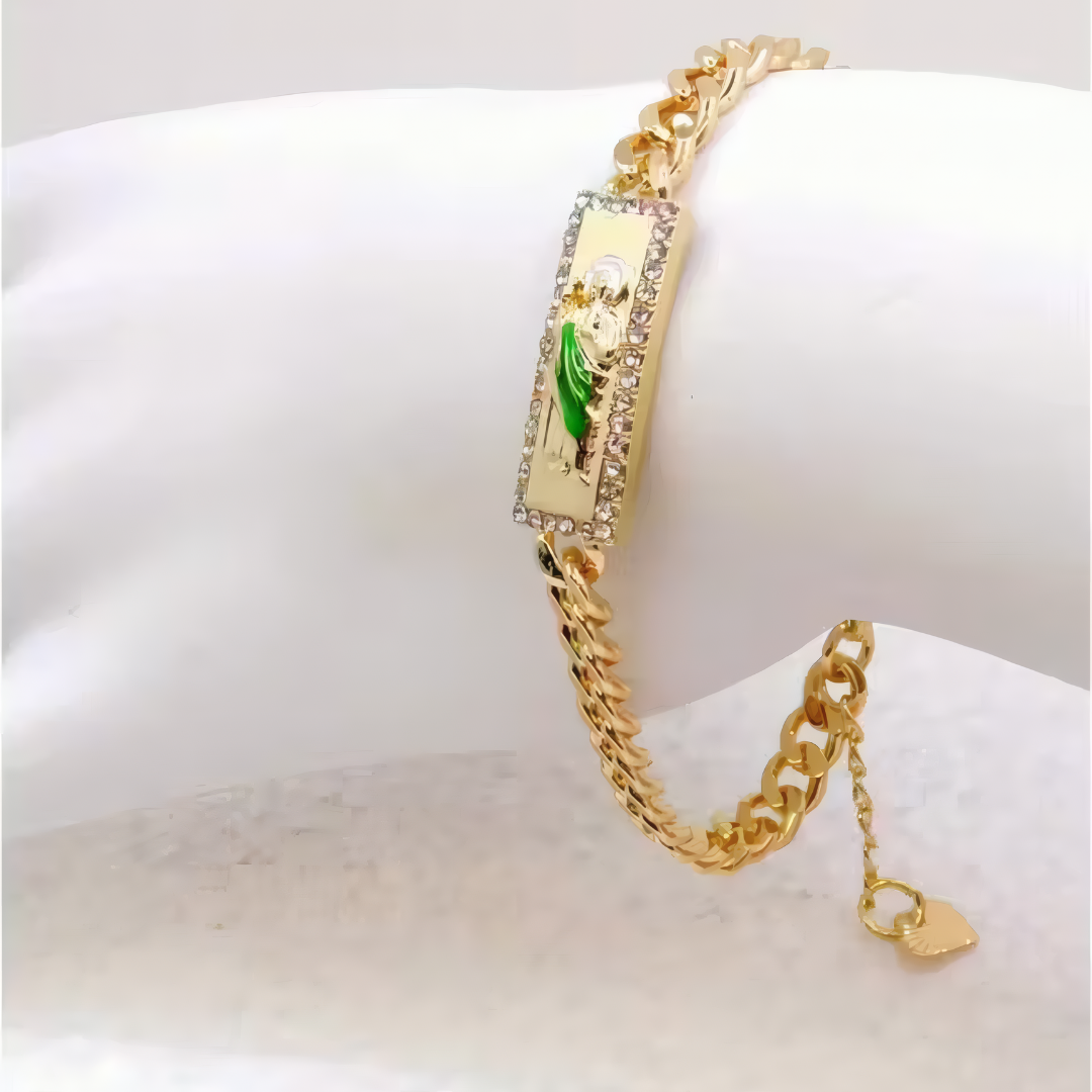 Pulsera de San Judas Tadeo ajustable de oro laminado